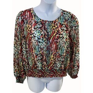 Marc New York Andrew Marc Womens Multi Color Printed Blouse Long Sleeve NEW XL
